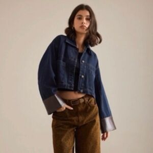 Pilcro Cuffed Dark Denim Jacket